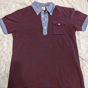 Michael Bastian x UNIQLO Mens Maroon/Black with Blue Striped Collar Size Small